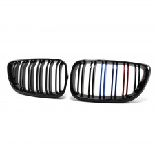 M Style Front Kidney Grill Car Double Slats Three Color Grille For Bmw 2 series F22 2014-2018