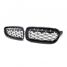 Modified Front Grilles Diamond Style Black Frame Silvery Star Hood Grill For Bmw 3 series F30 2012-2019