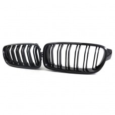 Carbon Style Dual Slat Water Transrer Printing kidney front grille For Bmw 3 series F30 2012-2019