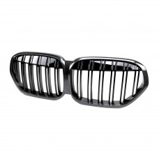 Double Slat Car Front Grill Carbon Look Vehicle Spare Parts Bumper Grille For Bmw X1 F49 2019 2020 2021 2022