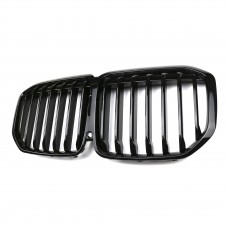 Car Grille ABS Single Slat Gloss Black Front Bumper Kidney Center Front Griile Mesh Grill For Bmw X7 G07 2019-2023