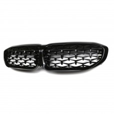 Car styling Grill ABS All Black Diamond Racing Front Bumper Grill front grille For Bmw 3 series G20 2019 2020 2021