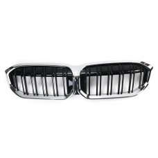 Car Accessories Grille Chrome ABS Gloss Black Double Salt Bumper Front Grille Front Bumper Mesh Grille For BMW 3 Series G28 2023