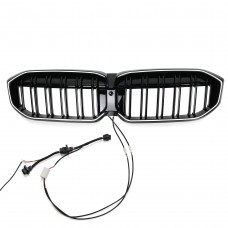 Gloss Black Double Slats Front Grille Led Modified Upgrade Front Bumper Grill For BMW 3 Series G28 2023