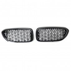 Modified Diamond Star Half Silver Center Grille Front Bumper Kidney Grille Grill For Bmw 5 Series G30 2018 2019 2020