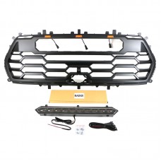 Auto Part Car Mesh Front Grille With Amber Light+Light Bar Fit For Toyota Sequoia 2022-2023