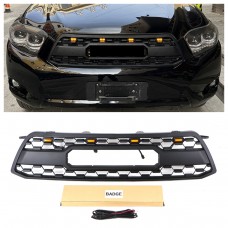 2009-2011 Auto Parts ABS Black Front Car Grille With Light Fits For Toyota Highlander