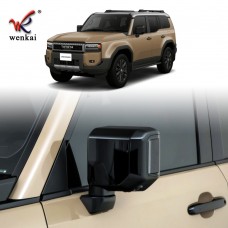 Крышка зеркала заднего вида с лампой из углеродного волокна и хрома для Toyota Prado LC250 2018 года
