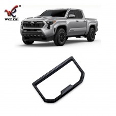 For Toyota Tacoma 2024 2025 Car Interior Rear Water Cup Cover Trim ABS Carbon Fiber Black 1pcs
