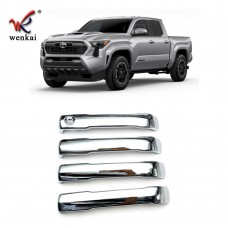Car Accessories Exterior Side Door Handle Cover Trim For Toyota Tacoma 2024 2025 ABS Carbon Fiber Black 4pcs
