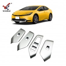Декоративная Панель для Кнопок Подъема Оконного Стекла Abs для Toyota Prius 2023, Черного Цвета
