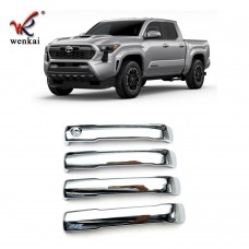 Car Accessories Exterior Side Door Handle Cover Trim For Toyota Tacoma 2024 2025 ABS Carbon Fiber Black 4pcs