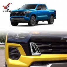 Carbon Fiber Style Exterior Front Side Bumper Grille Cover Trim For Pickup Chevrolet Colorado 2023-2024 Decoration Accessories
