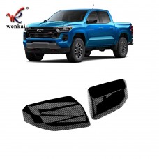 Carbon Fiber Style Exterior Side Door Mirror Trim Cover For Chevrolet Colorado 2023-2024 GMC Canyon Decoration Accessories
