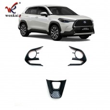 For Toyota Corolla Cross XG10 2020 2021 Car Interior Steering Wheel Cover Trim ABS Carbon Fiber Black Accessories