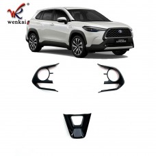 For Toyota Corolla Cross XG10 2020 2021 Car Interior Steering Wheel Cover Trim ABS Carbon Fiber Black Accessories