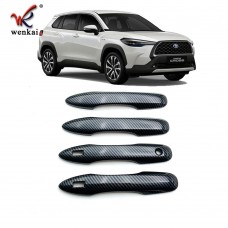 Side Door Handle Decoration Frame Covers Carbon Fiber Texture Stickers Trim Car Auto Accessories For Toyota Corolla Cross
