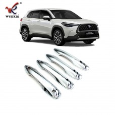 Side Door Handle Decoration Frame Covers Carbon Fiber Texture Stickers Trim Car Auto Accessories For Toyota Corolla Cross
