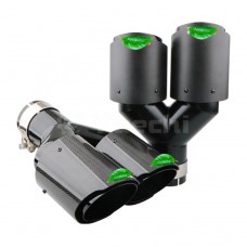 2022 Y Type Style Double-out Dual Outlet Carbon Fiber Black Exhaust Tips Muffler Pipe Tail Tip With Logo 2.5inch