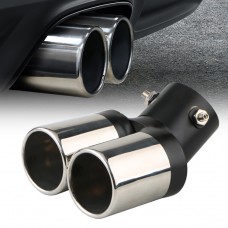 Car Auto Round Exhaust Muffler Tip Dual Pipe Chrome Trim Modified Exhaust Tips Tail Pipe Exhaust Pipes