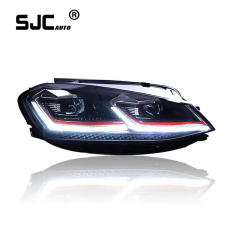 SJC Car Accessories Red Stripe Dynamic Complete Lamp assembly Front Light For VW GOLF 7 MK7 2013