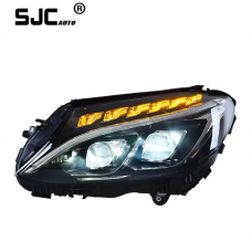 Sjc For Mercedes-benz C-class W205 C180 C200 Double Fish-eye High Quality Headlight Assembly Daytime Running Lights