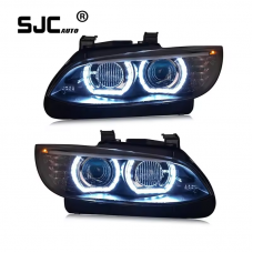 SJC Auto Car Parts for BMW M3 E92 E93 Headlights Assembly 2006-2012 Modified LED Angel Eye Lens Front Lights High-quality