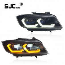 SJC Headlight For BMW 3 Series E90 Headlight Assembly Retrofit 3-Series LED Lens Daily Running Light Water Steering