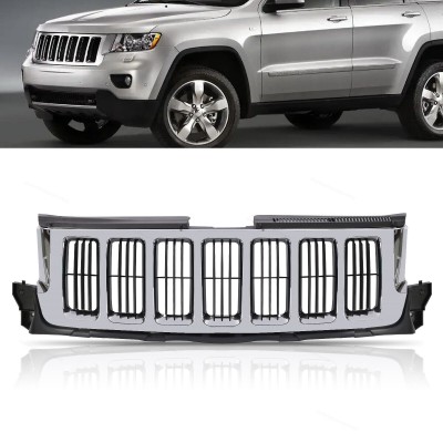 Решетка радиатора JEEP Grand Cherokee 2011-2013 Chrome+Black+Silver - стильное обновление от TuningDom