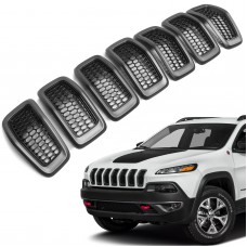 7PCS/SET Gray Molding Decorative Circle Front Grille Insert Kit Gray Circle 68303626AA For Jeep Cherokee 2015-2018