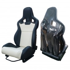 Спортивное Гоночное Сиденье Jiabeir 1039R: Белое Стекловолокно, Регулируемая Спинка, Кожаные и Замшевые Вставки