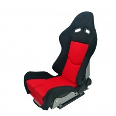 Спортивное гоночное сиденье: красно-черная ткань и углеродное волокно, ковшеобразное автомобильное сиденье со слайдером