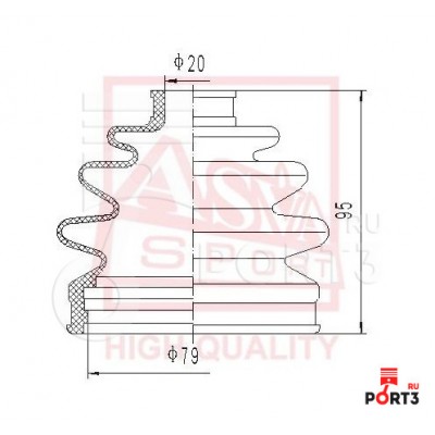 Пыльник ШРУСа внешний (комплект без смазки) Asva ASBTFF2
