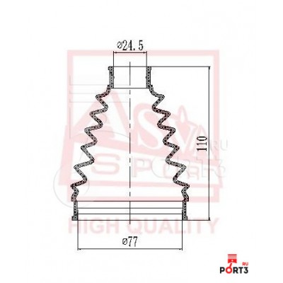 Пыльник ШРУСа внешний (комплект без смазки) Asva ASBTKCD