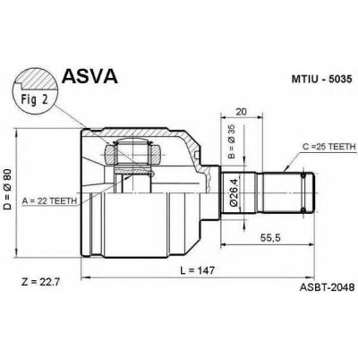ШРУС внутренний Asva MTIU5035