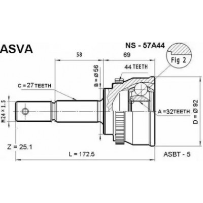 ШРУС внешний Asva NS57A44