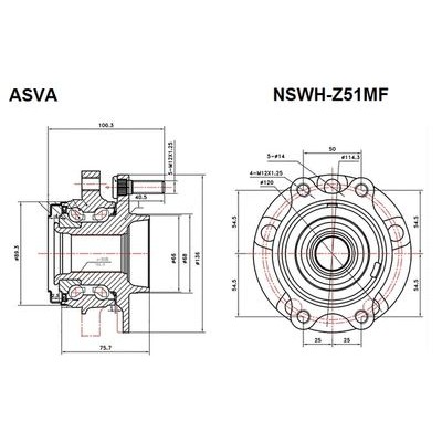 Ступица колеса с ABS 3,5 Asva NSWHZ51MF