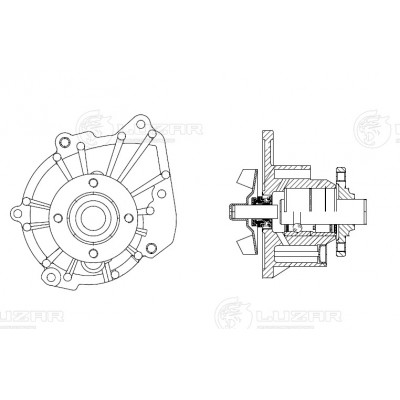 Насос водяной для ам Toyota Land Cruiser Prado (02-)HiAce H100 (89-) 2.5D3.0D 1KZ 1KD Luzar LWP1941