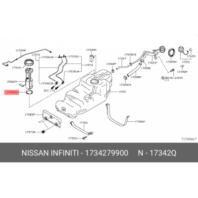 Кольцо уплотнительное топливного насоса Nissan 1734279900