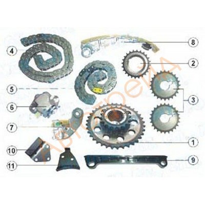 Комплект цепи ГРМ с сальником коленвала O.S.K. S601KF
