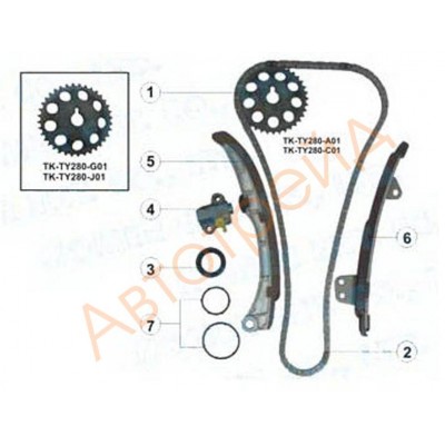 Комплект цепи ГРМ с сальником коленвала O.S.K. T027K
