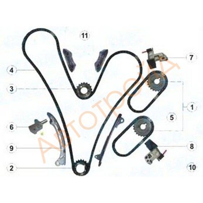 Комплект цепи ГРМ с сальником коленвала O.S.K. T055K