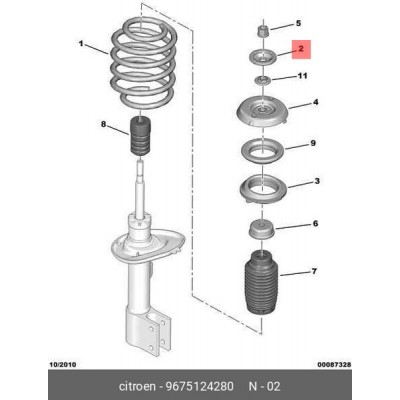 Опора амортизационной стойки CitroenPeugeot 9675124280