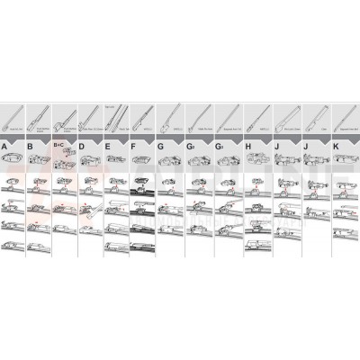 Щетка стеклоочистителя 500 мм (20) бескаркасная, 10 адаптеров AIRLINE AWBBK510