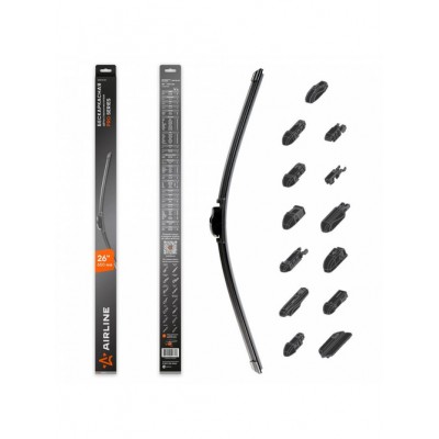 Щетка стеклоочистителя 650 мм (26) бескаркасная, 10 адаптеров AIRLINE AWBBK650