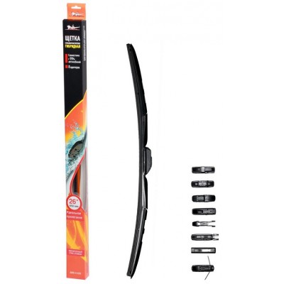 Щетка стеклоочистителя 650 мм (26) гибридная, 3 адаптера AIRLINE AWBH650