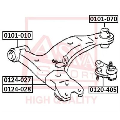 Сайлентблок рычага подвески задний Asva 0101010