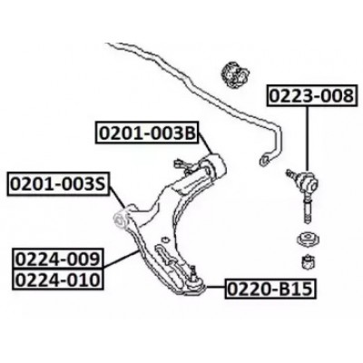 Сайлентблок рычага подвески задний с кронштейном Asva 0201003B