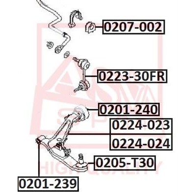 Сайлентблок рычага подвески задний без кронштейна Asva 0201239