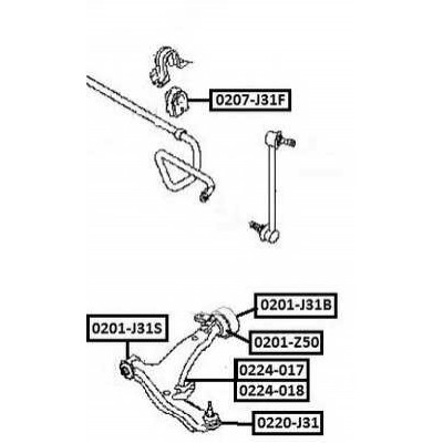 Сайлентблок рычага подвески задний Asva 0201J31B